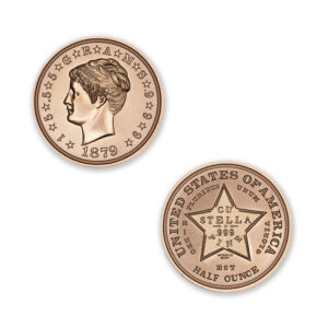 U.S. PATTERN TRIBUTES - $4 STELLA - COILED HAIR - 1/2OZ - 30MM